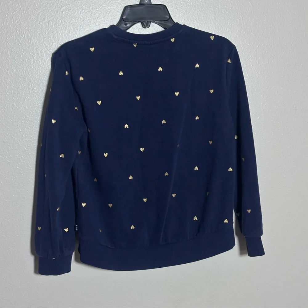 GAP Kids‎ Girls Navy Blue Pullover Gold Heart Sweater Crewneck size XL(14/16)